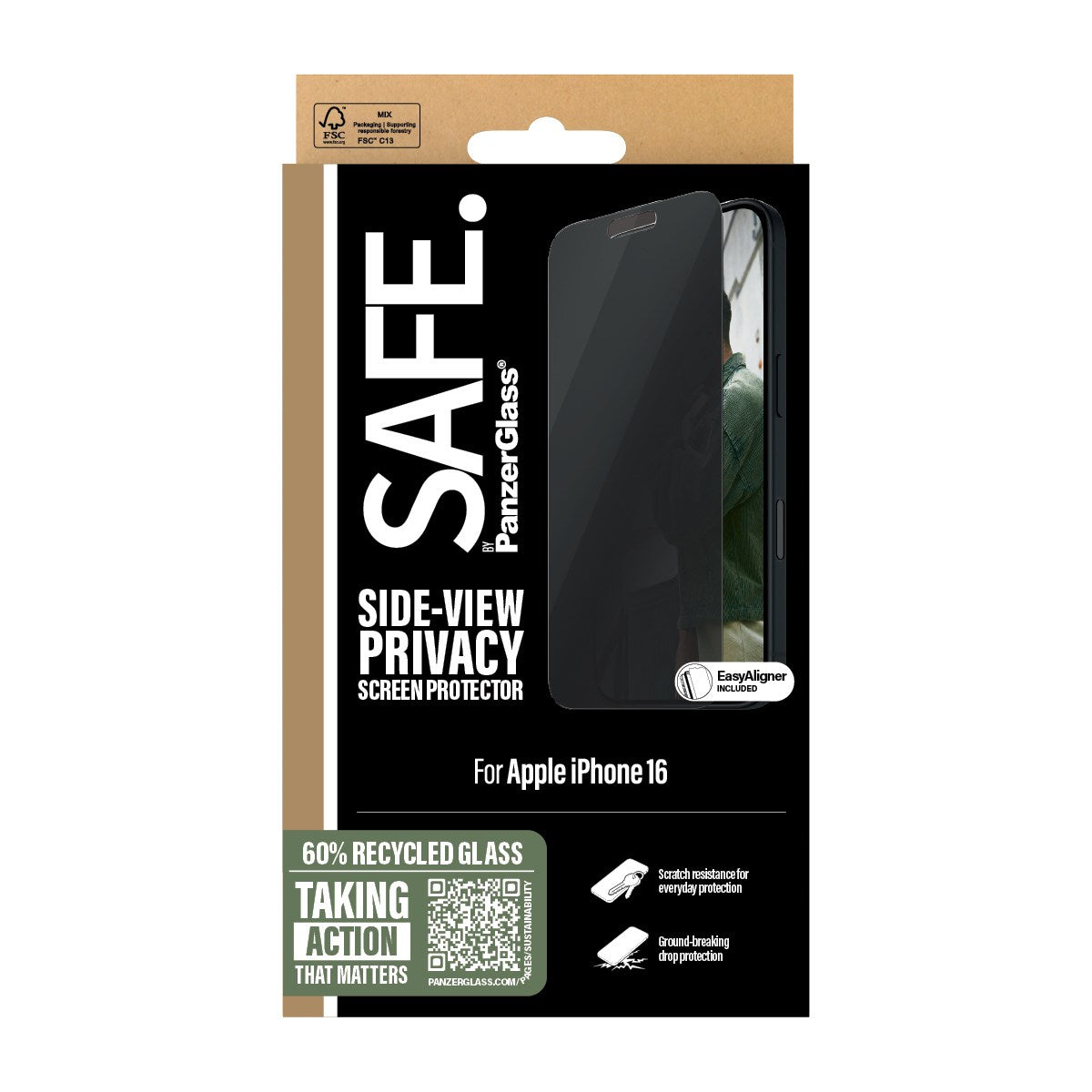 SAFE. by PanzerGlass® Privacy Displayschutz iPhone 16 | 15 | Ultra-Wide Fit